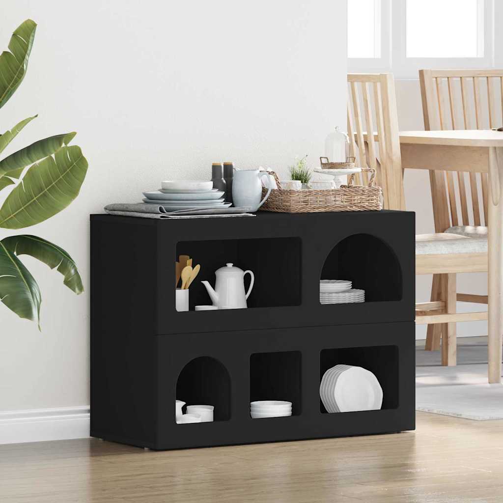 Sideboard ELST 80.5 x 35 x 59 cm Engineered Wood Black
