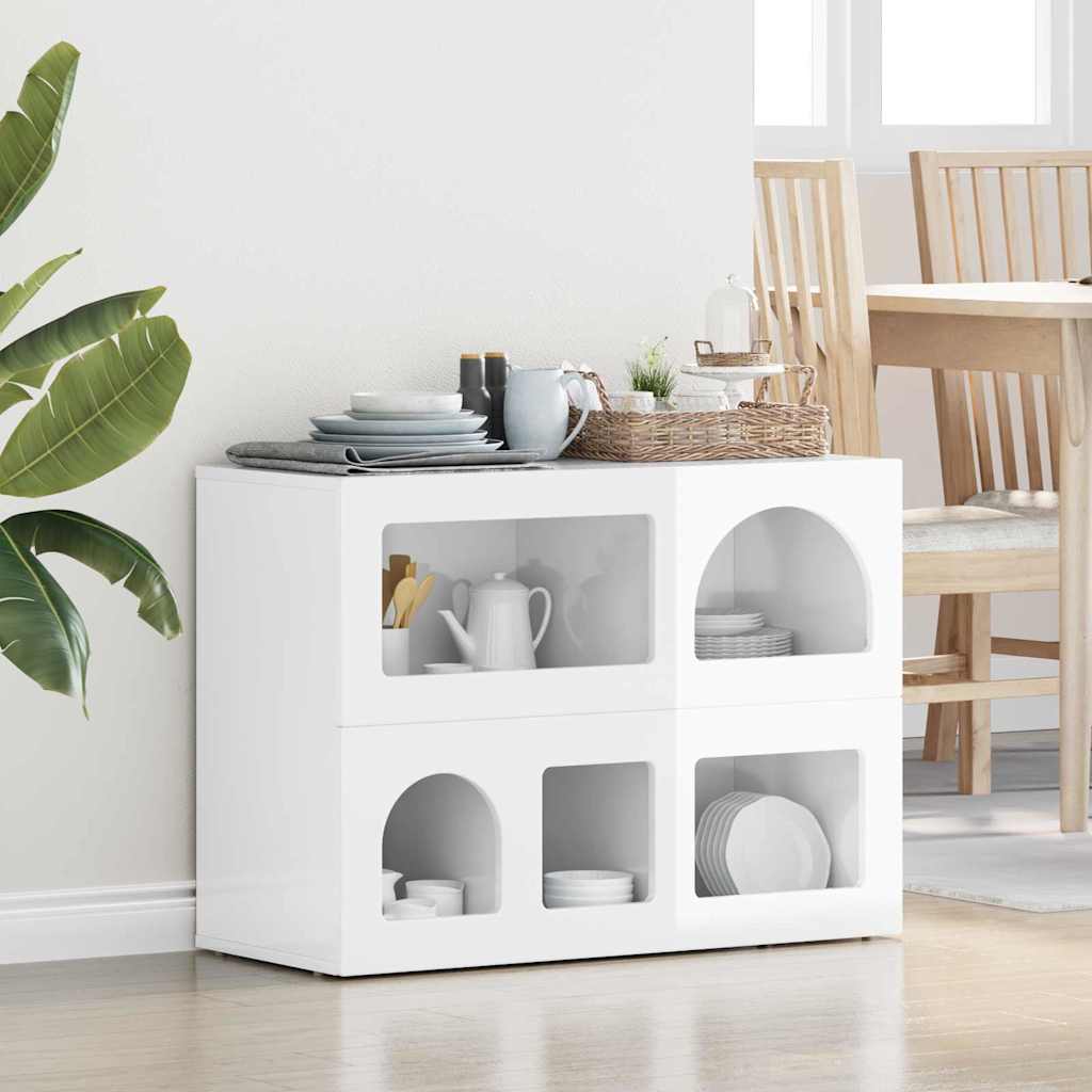 Sideboard ELST 80.5 x 35 x 59 cm Engineered Wood High gloss white
