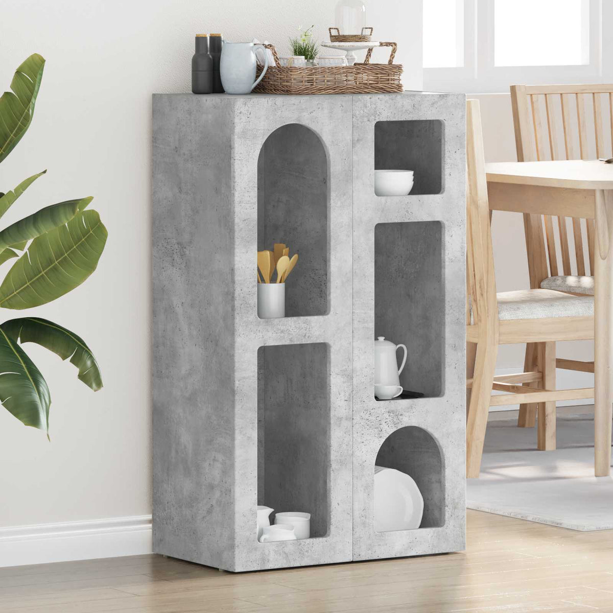 Sideboard ELST 59 x 35 x 100.5 cm Engineered Wood Concrete grey