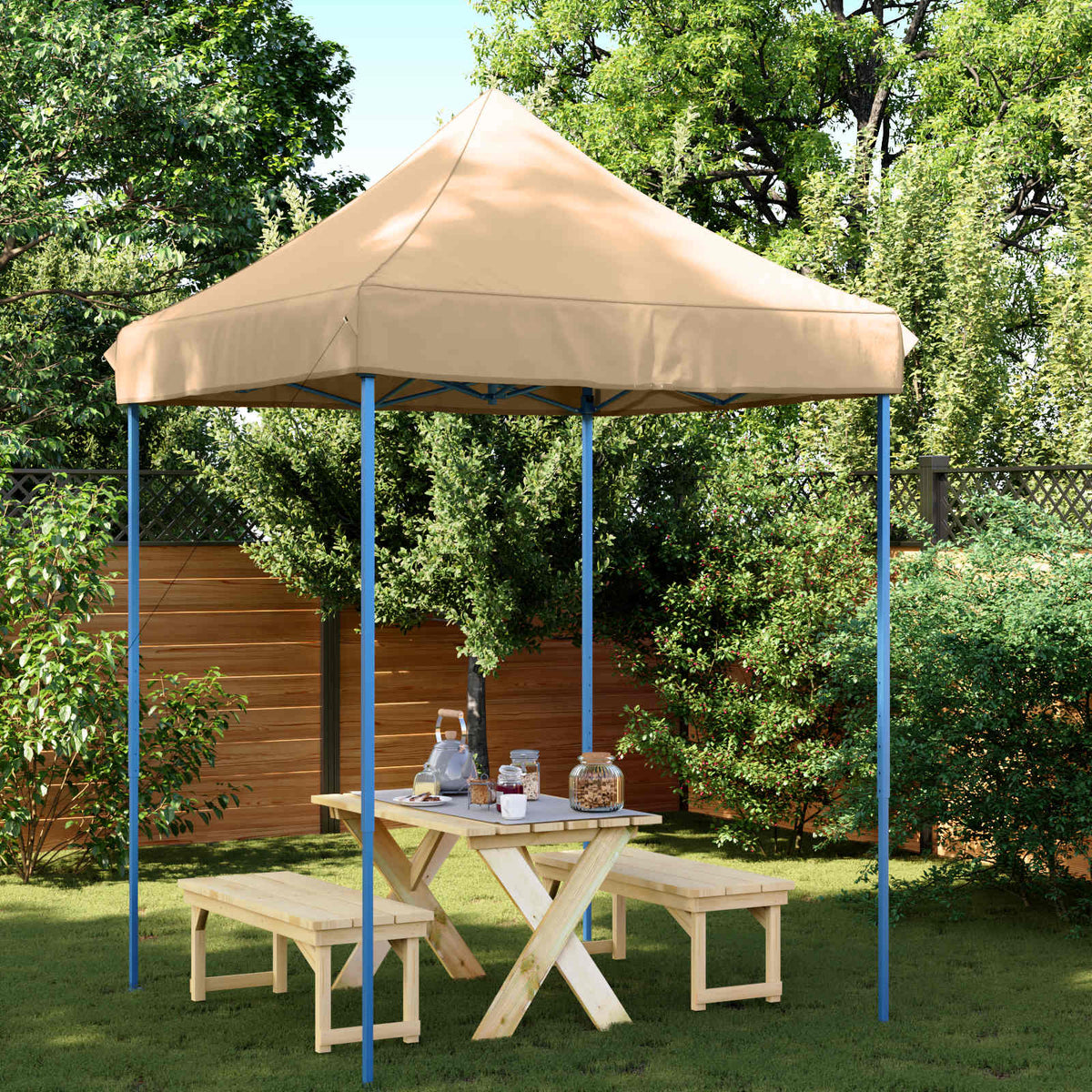 Party Tent 200 x 200 x 306 cm Oxford Fabric Yes without Sidewall Beige