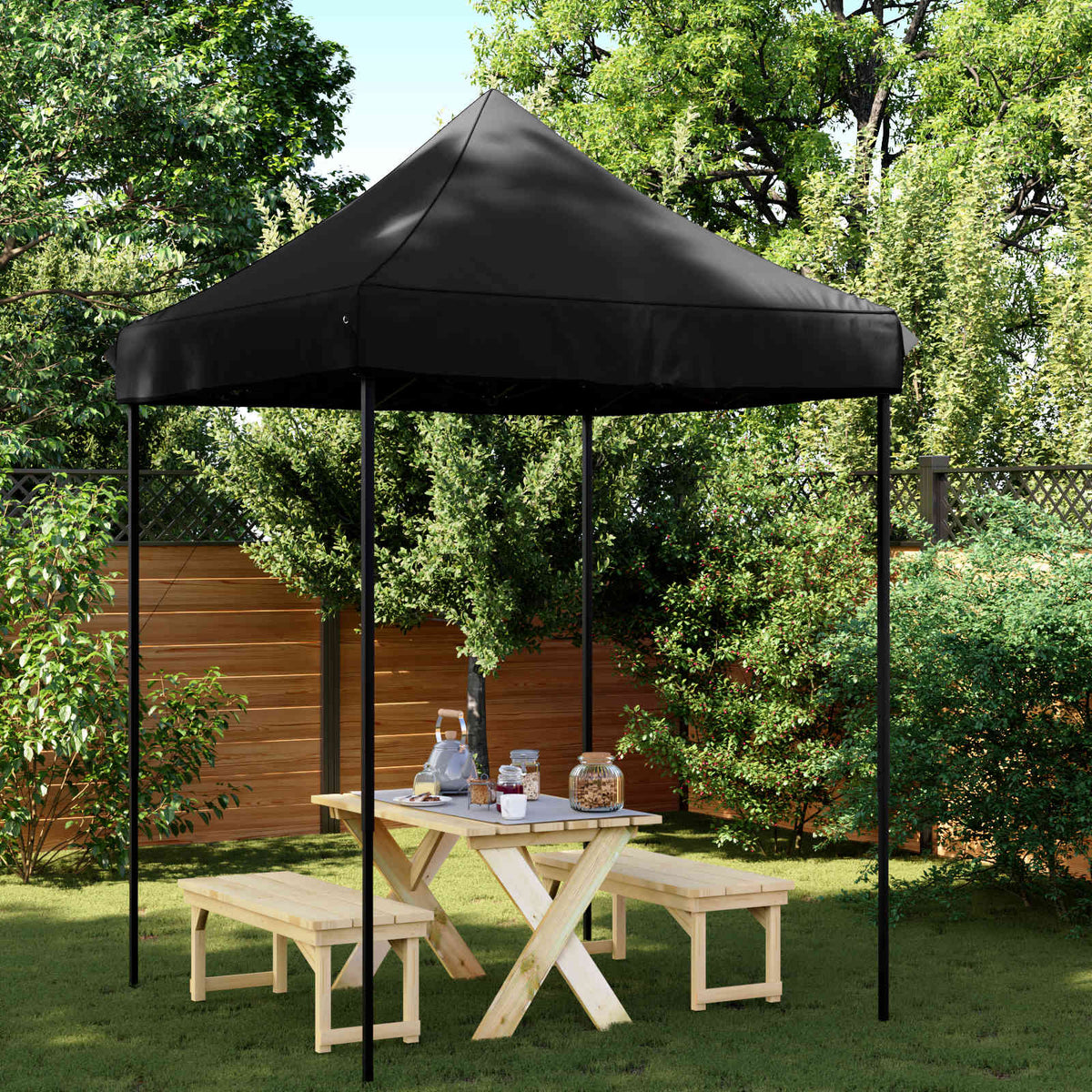 Party Tent 200 x 200 x 306 cm Oxford Fabric Yes without Sidewall Black