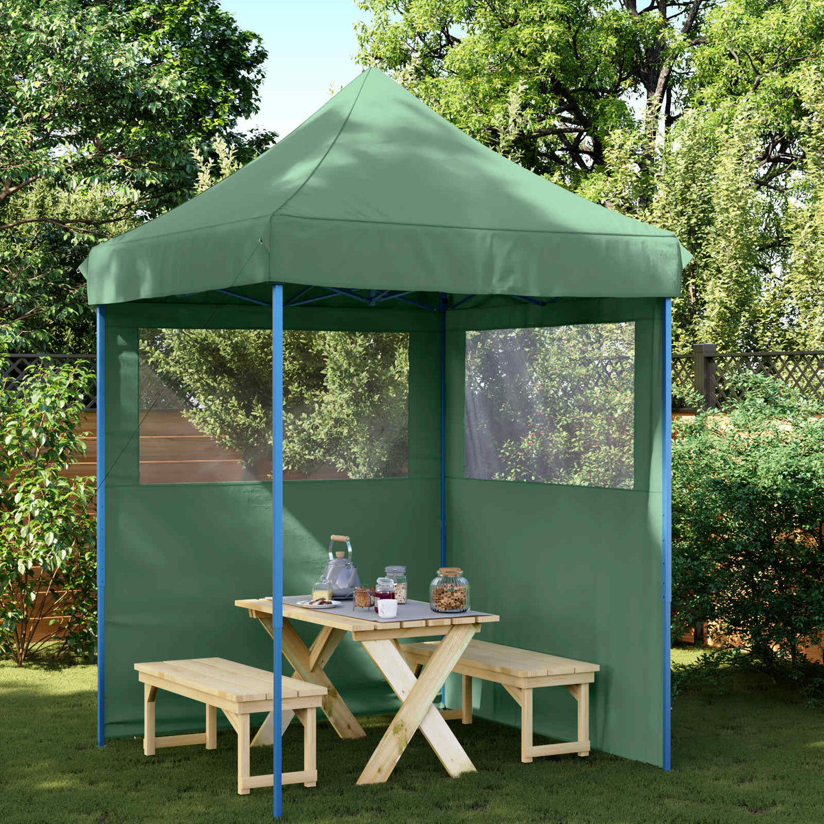 Party Tent 200 x 200 x 306 cm Oxford Fabric Yes with 2 Sidewalls Green