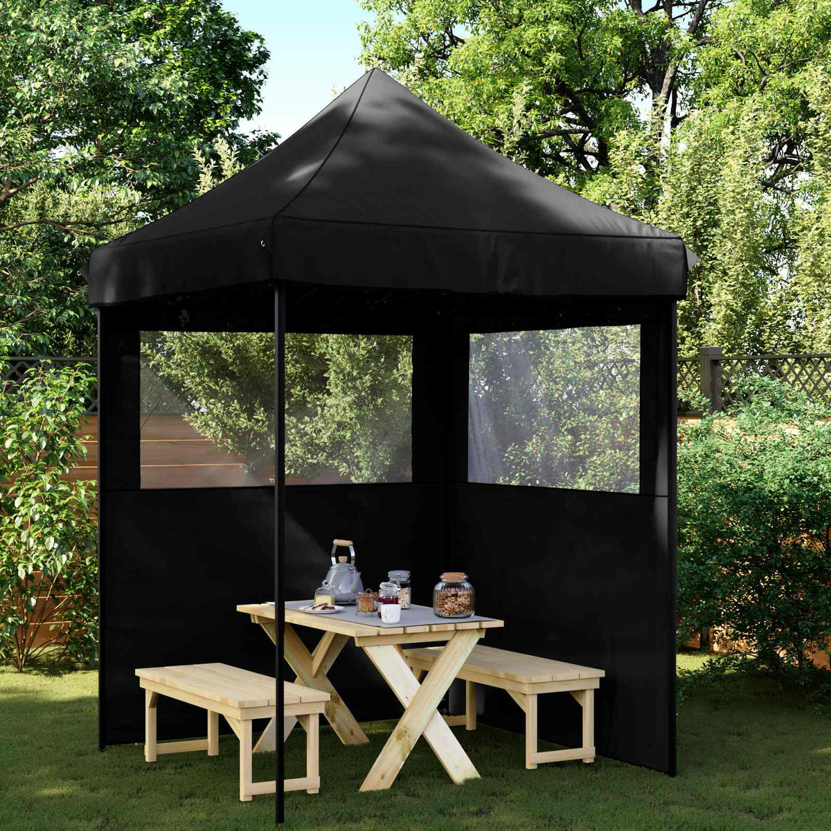 Party Tent 200 x 200 x 306 cm Oxford Fabric Yes with 2 Sidewalls Black