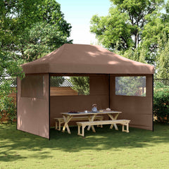Party Tent 279 x 410 x 315 cm Oxford Fabric Yes with 2 Sidewalls Brown