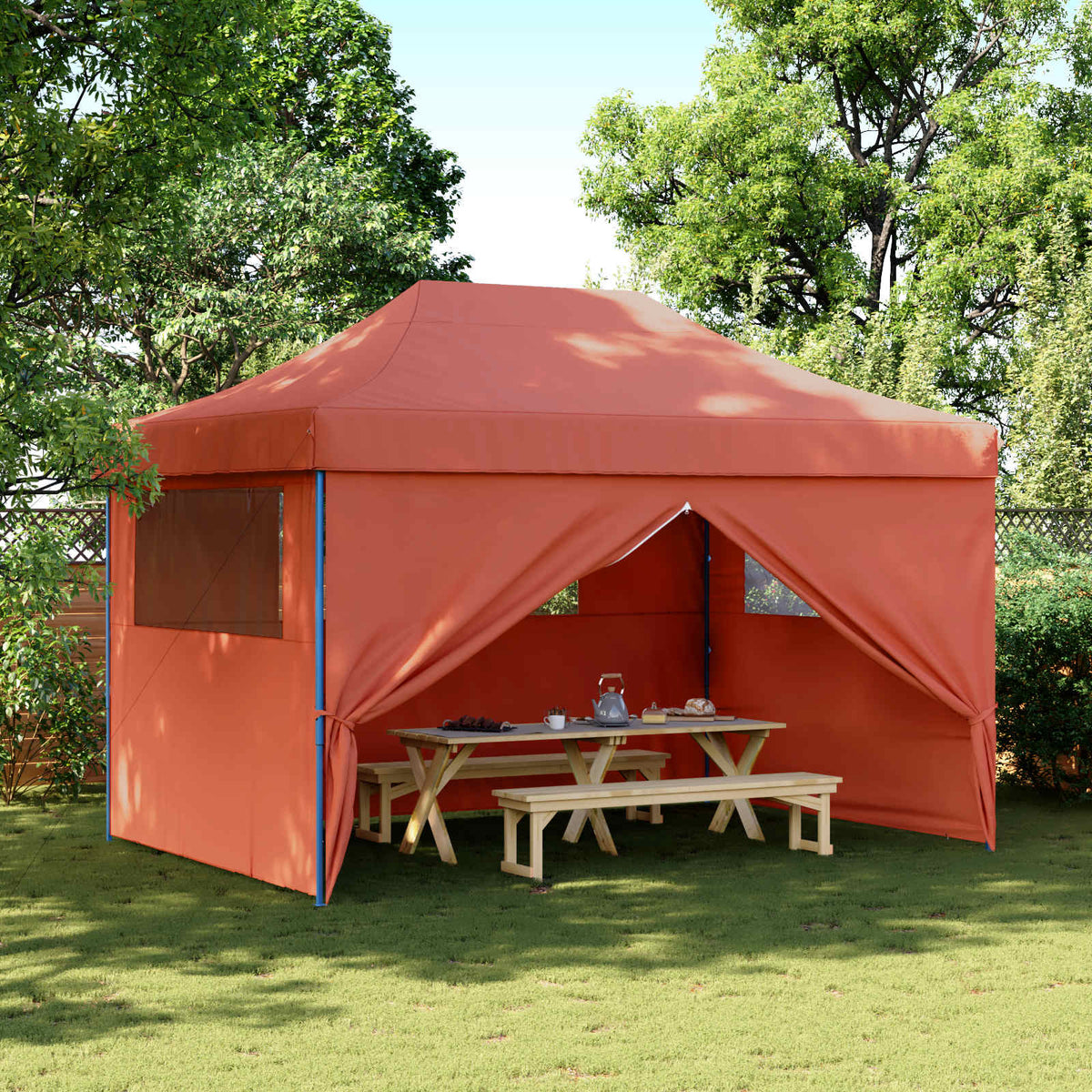 Party Tent 279 x 410 x 315 cm Oxford Fabric Yes with 4 Sidewalls Terracotta