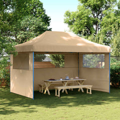 Party Tent 292 x 440 x 315 cm Oxford Fabric Yes with 2 Sidewalls Beige