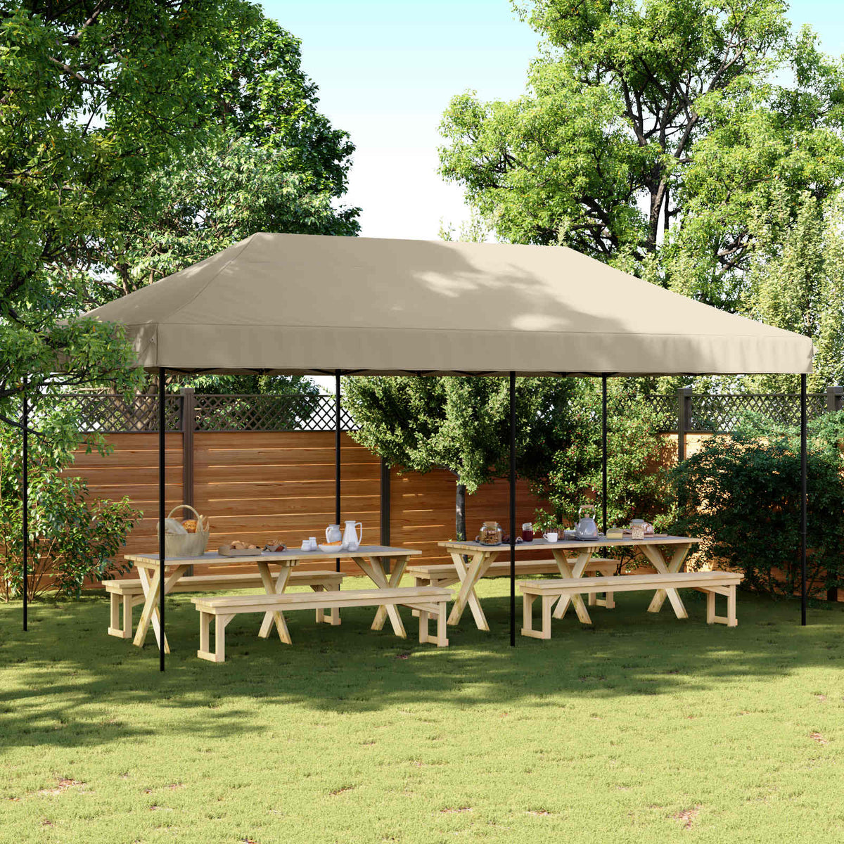 Party Tent 292 x 580 x 315 cm Oxford Fabric Yes without Sidewall Taupe