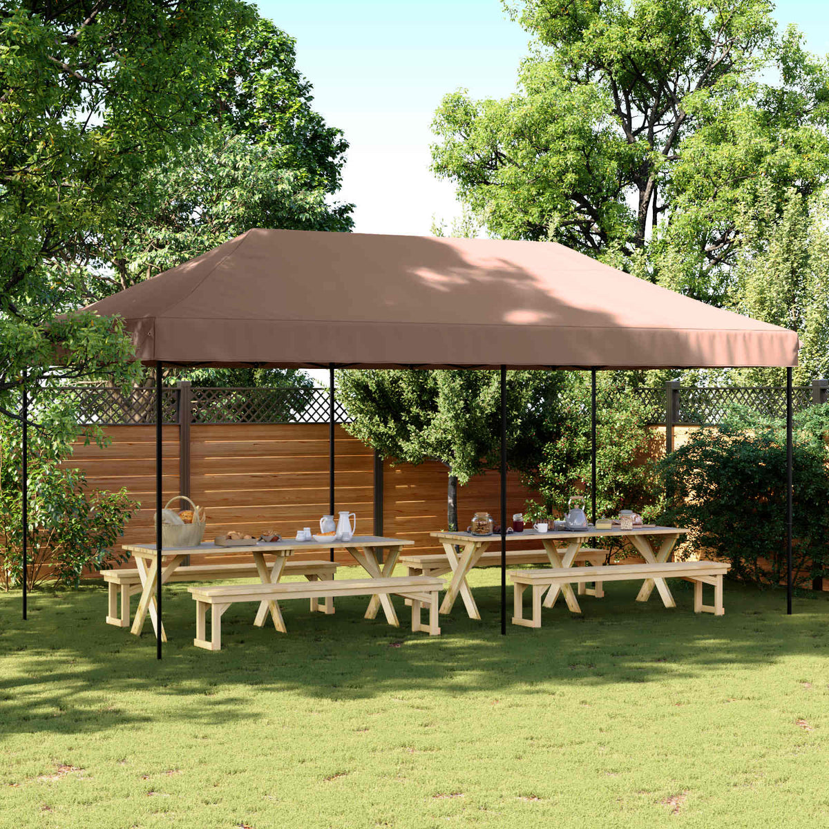 Party Tent 292 x 580 x 315 cm Oxford Fabric Yes without Sidewall Brown