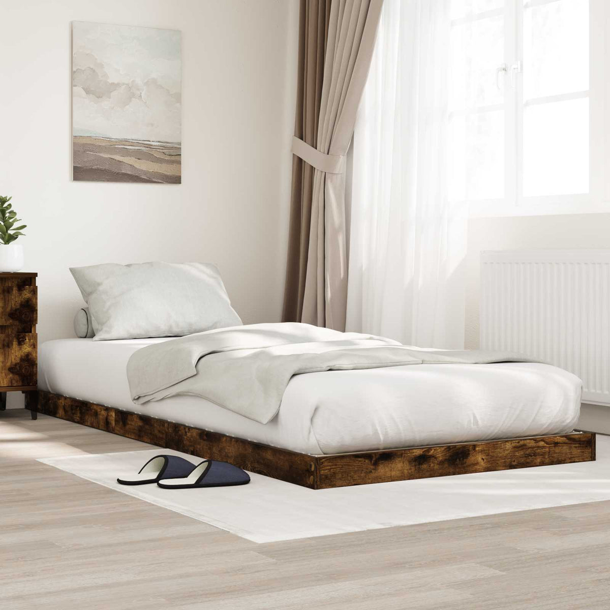 vidaXL Floor Bed Frame Engineered Wood Length 190 cm