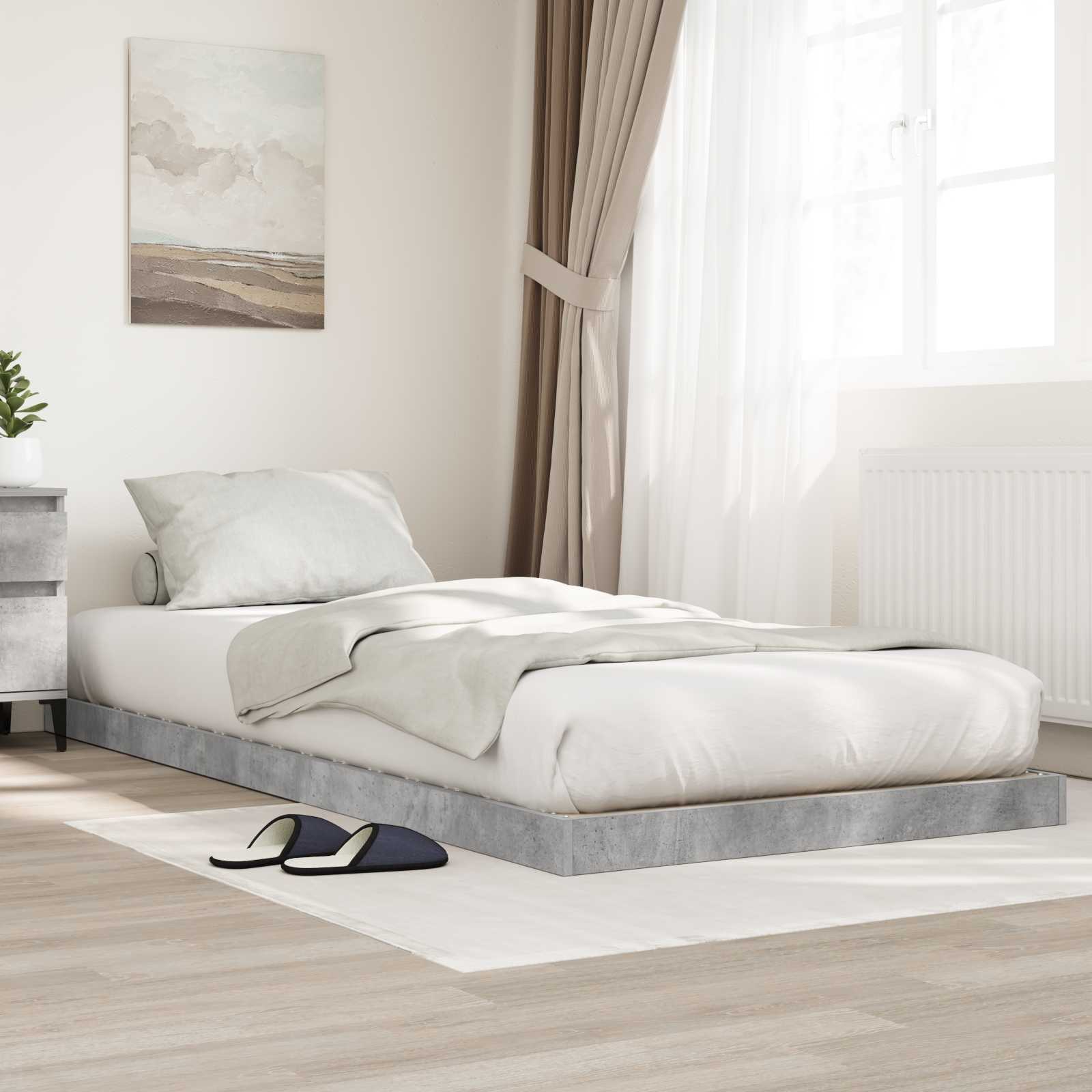 vidaXL Floor Bed Frame Concrete Grey 80 x 200 cm Engineered Wood 1