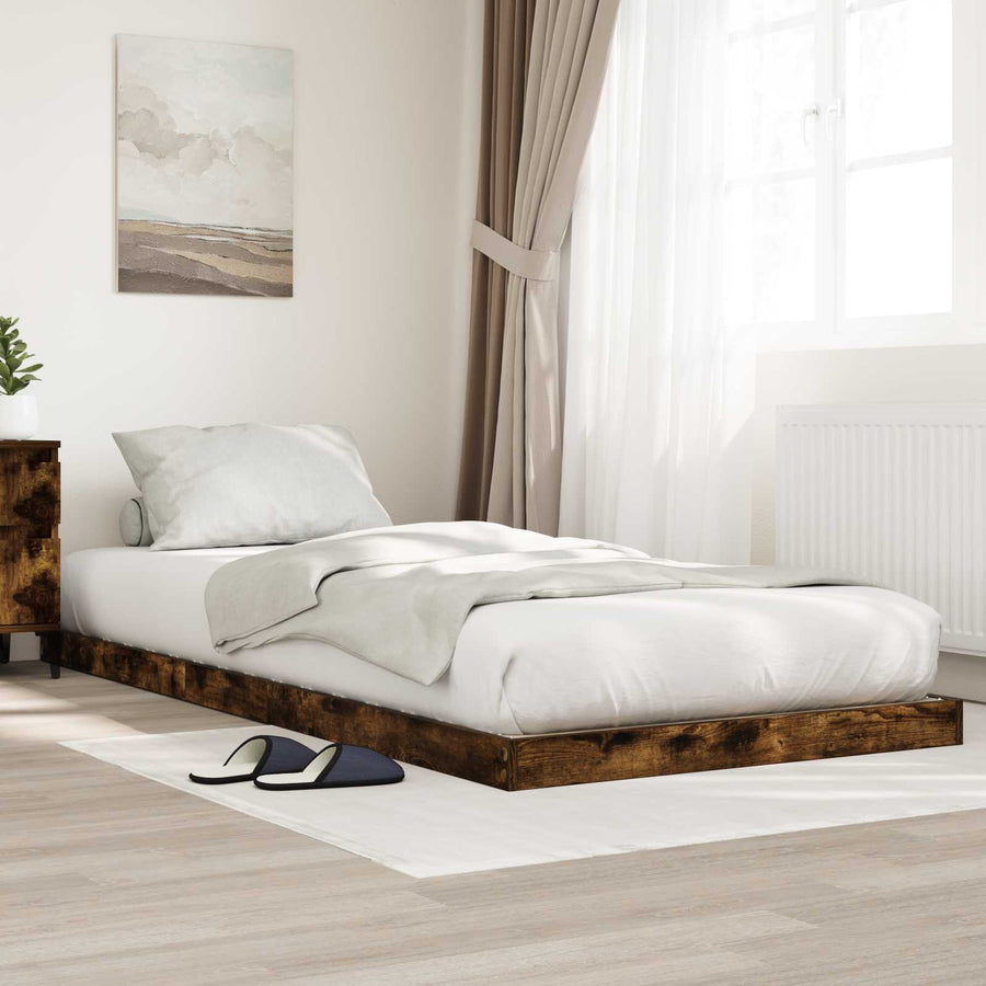vidaXL Floor Bed Frame Smoked Oak 80 x 200 cm Engineered Wood 1