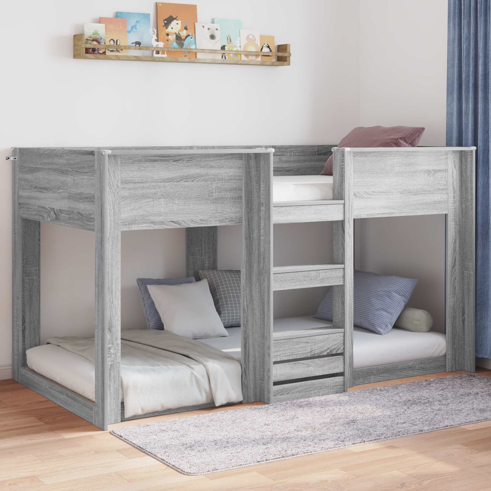 vidaXL Floor Bed Frame Grey Sonoma 90 x 200 cm Engineered Wood 4
