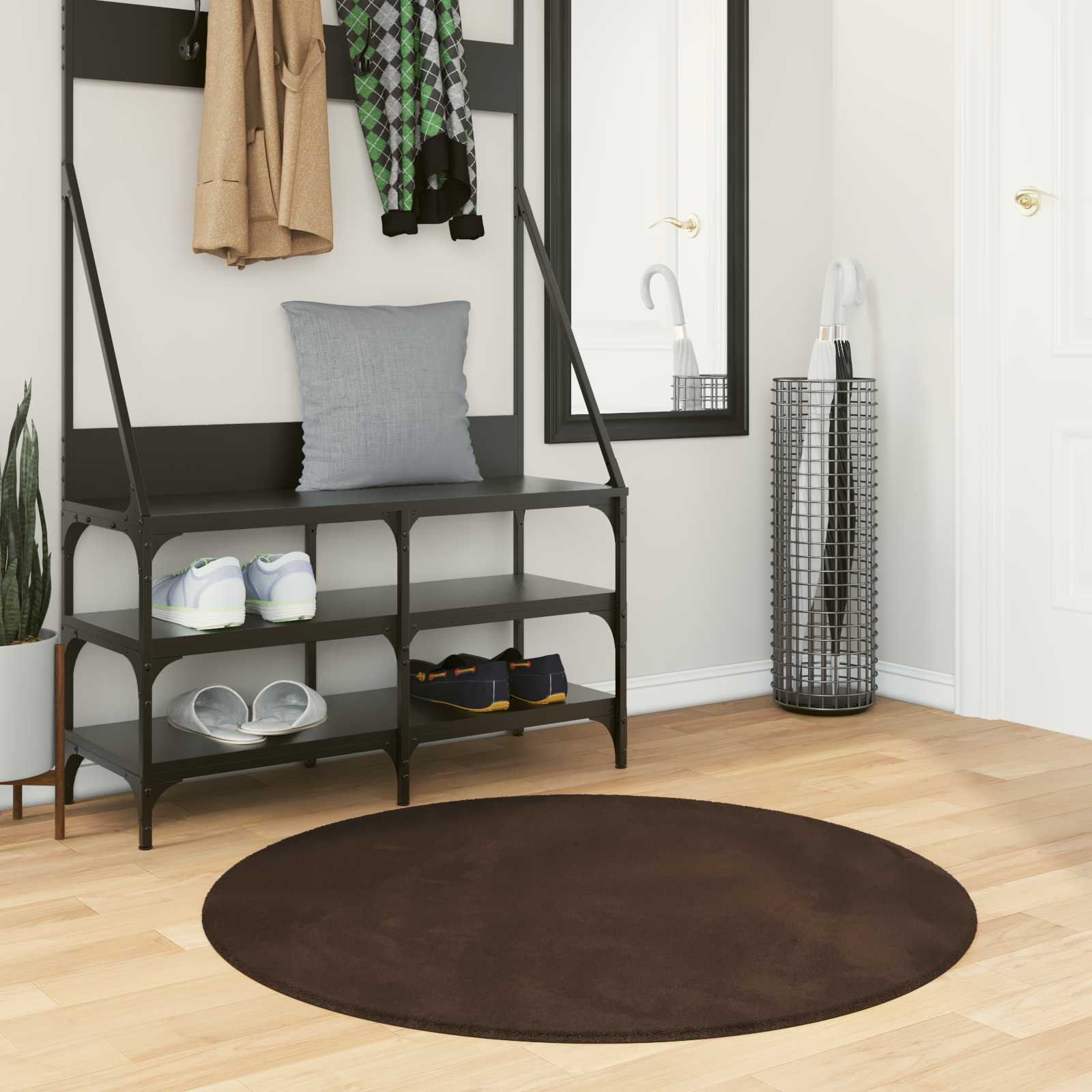 vidaXL Medium Pile Soft and Washable Rug HUARTE Brown Ø 100 CM 1