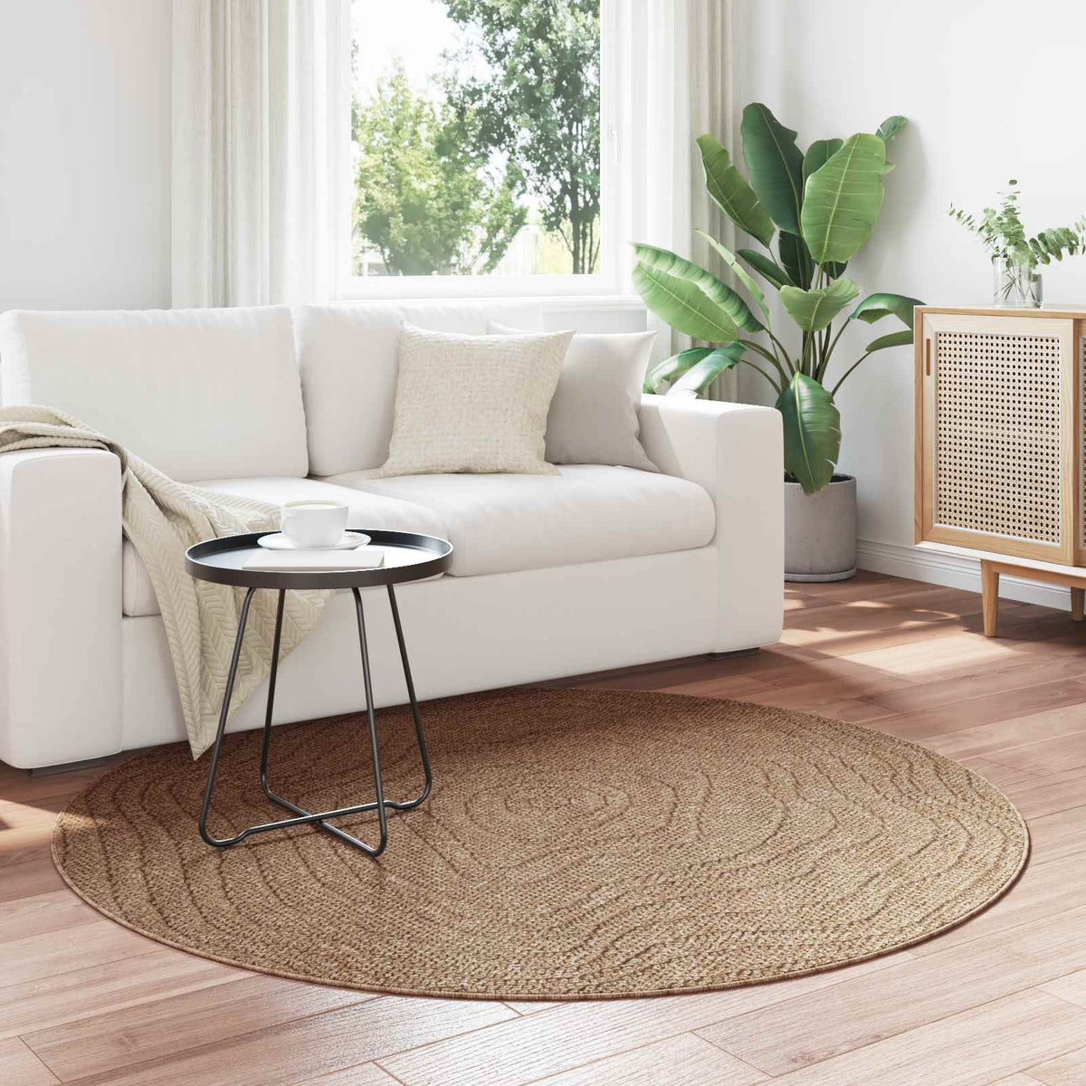 Indoor Outdoor Rug AGIRA Natural Polyester Waveform