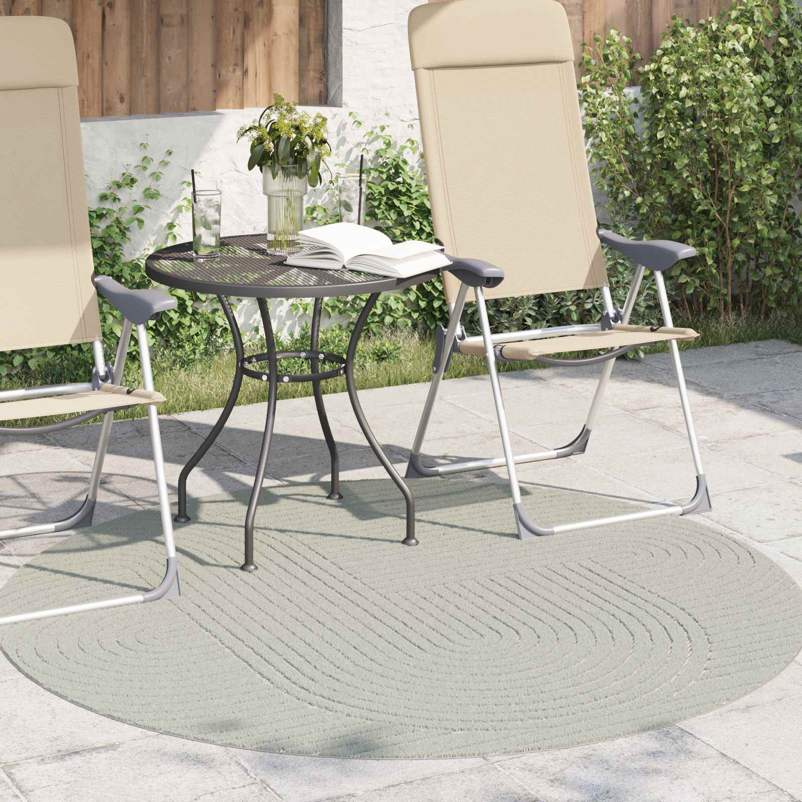 vidaXL Indoor and Outdoor Rug PALMERAS Green Ø 120 CM Polyester 3