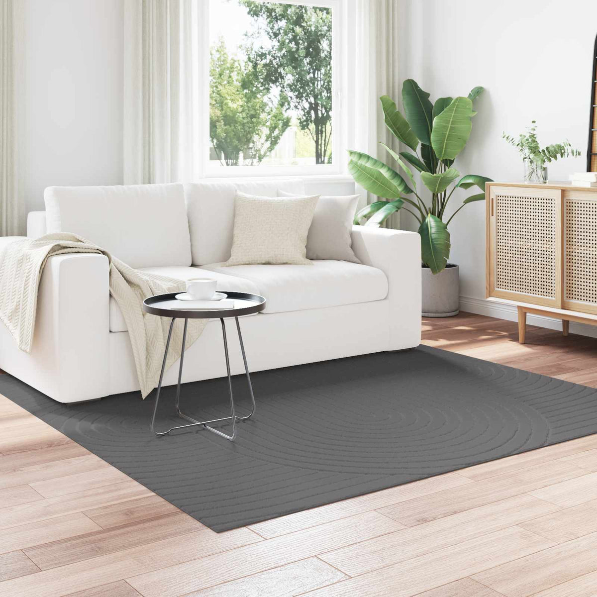 vidaXL Indoor and Outdoor Rug PALMERAS Zen Sand Anthracite