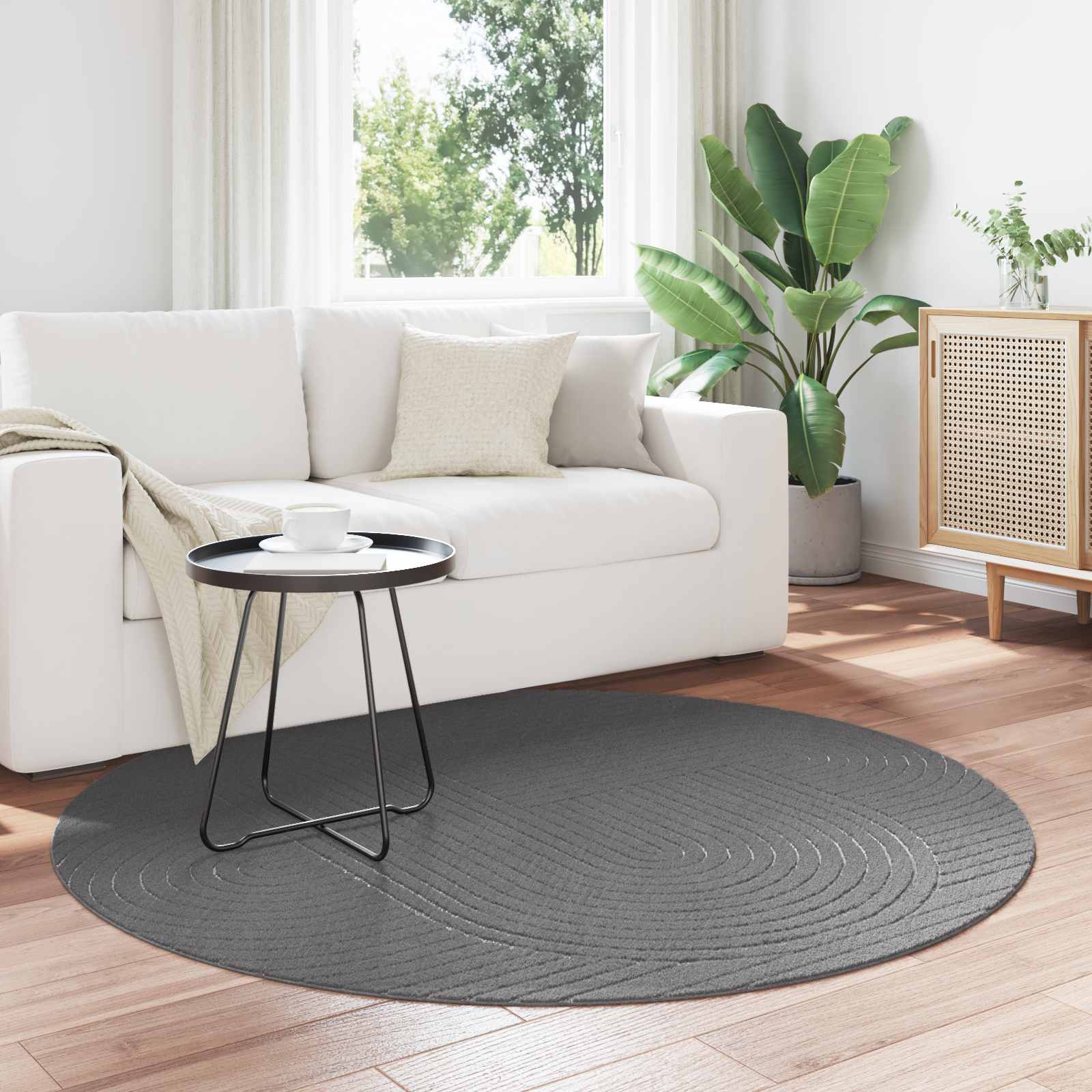 vidaXL Indoor and Outdoor Rug PALMERAS Anthracite Ø 120 CM Polyester 1