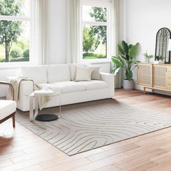 vidaXL Indoor and Outdoor Rug PALMERAS Polyester Waveform Cream