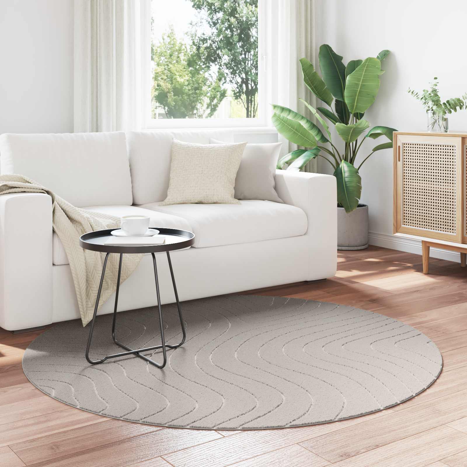 vidaXL Indoor and Outdoor Rug PALMERAS Cream Ø 120 CM Polyester 1