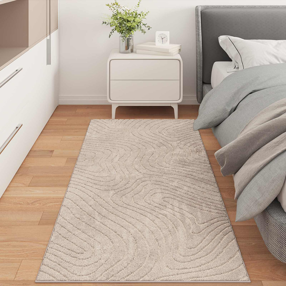 Indoor and Outdoor Rug PALMERAS Polyester Waveform Beige 80 x 150 cm