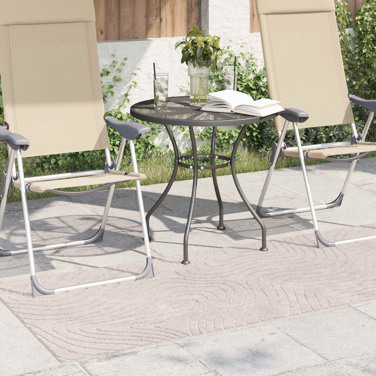 Indoor and Outdoor Rug PALMERAS Polyester Waveform Beige 80 x 150 cm