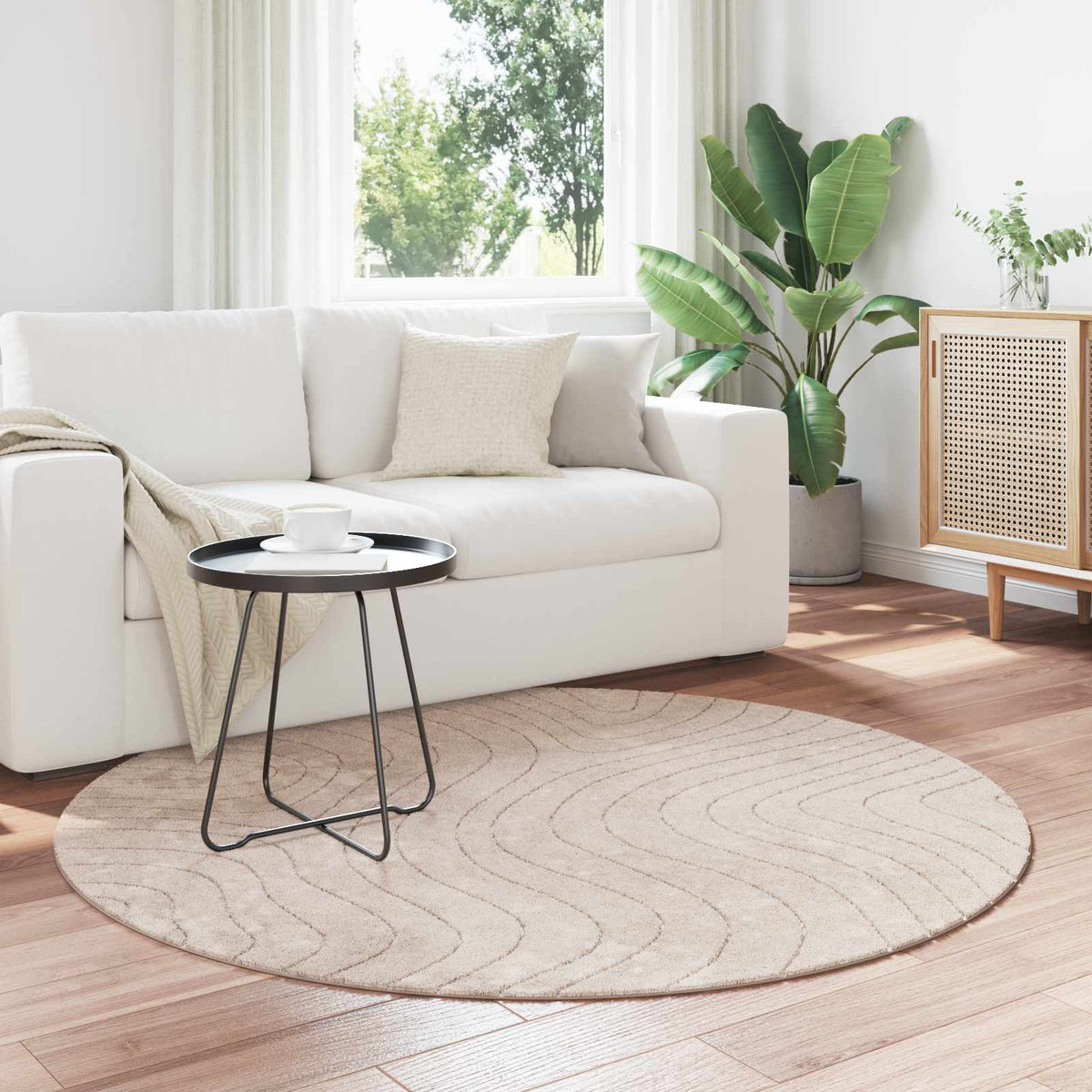 vidaXL Indoor and Outdoor Rug PALMERAS Polyester Waveform Beige