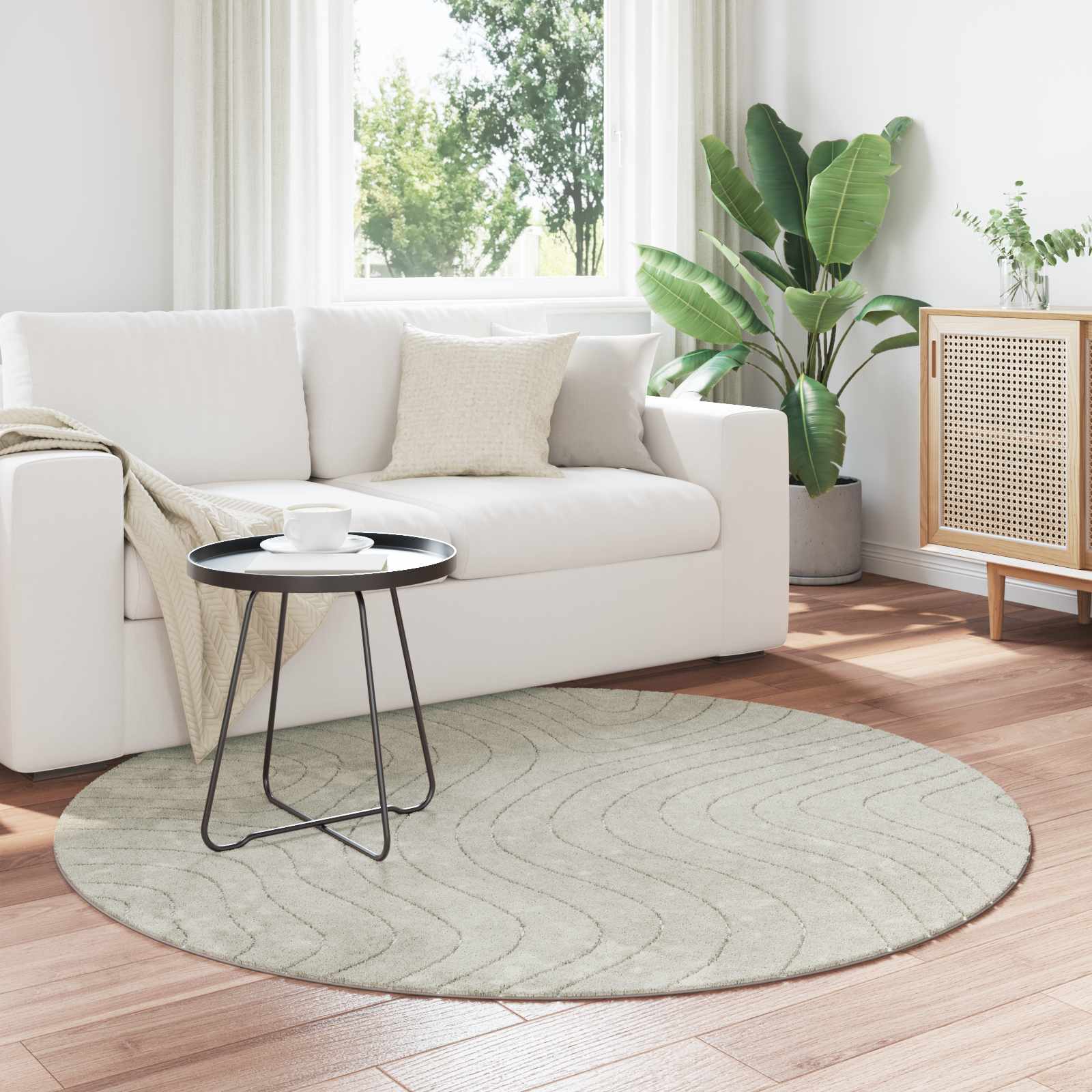 vidaXL Indoor and Outdoor Rug PALMERAS Green Ø 120 CM Polyester 1