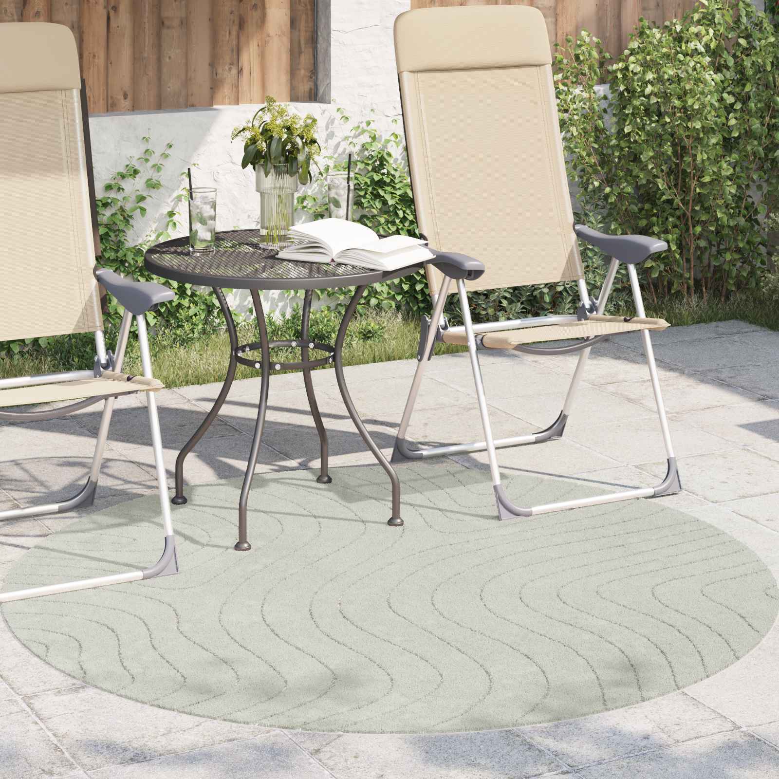 vidaXL Indoor and Outdoor Rug PALMERAS Green Ø 120 CM Polyester 3