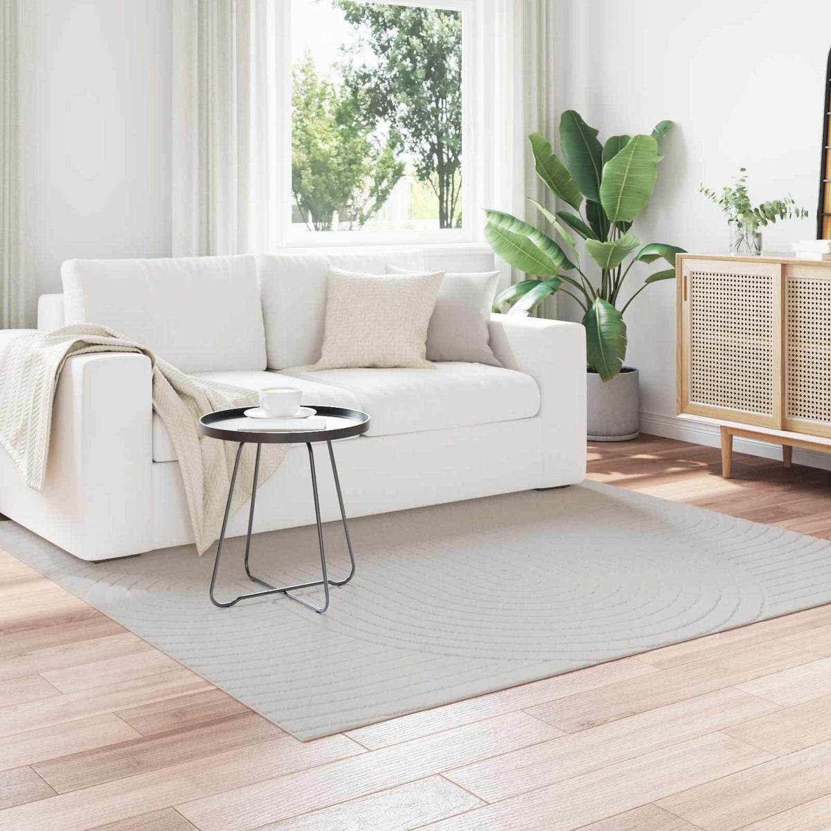 vidaXL Indoor Rug SIROLO Polyester Medium Pile Sand