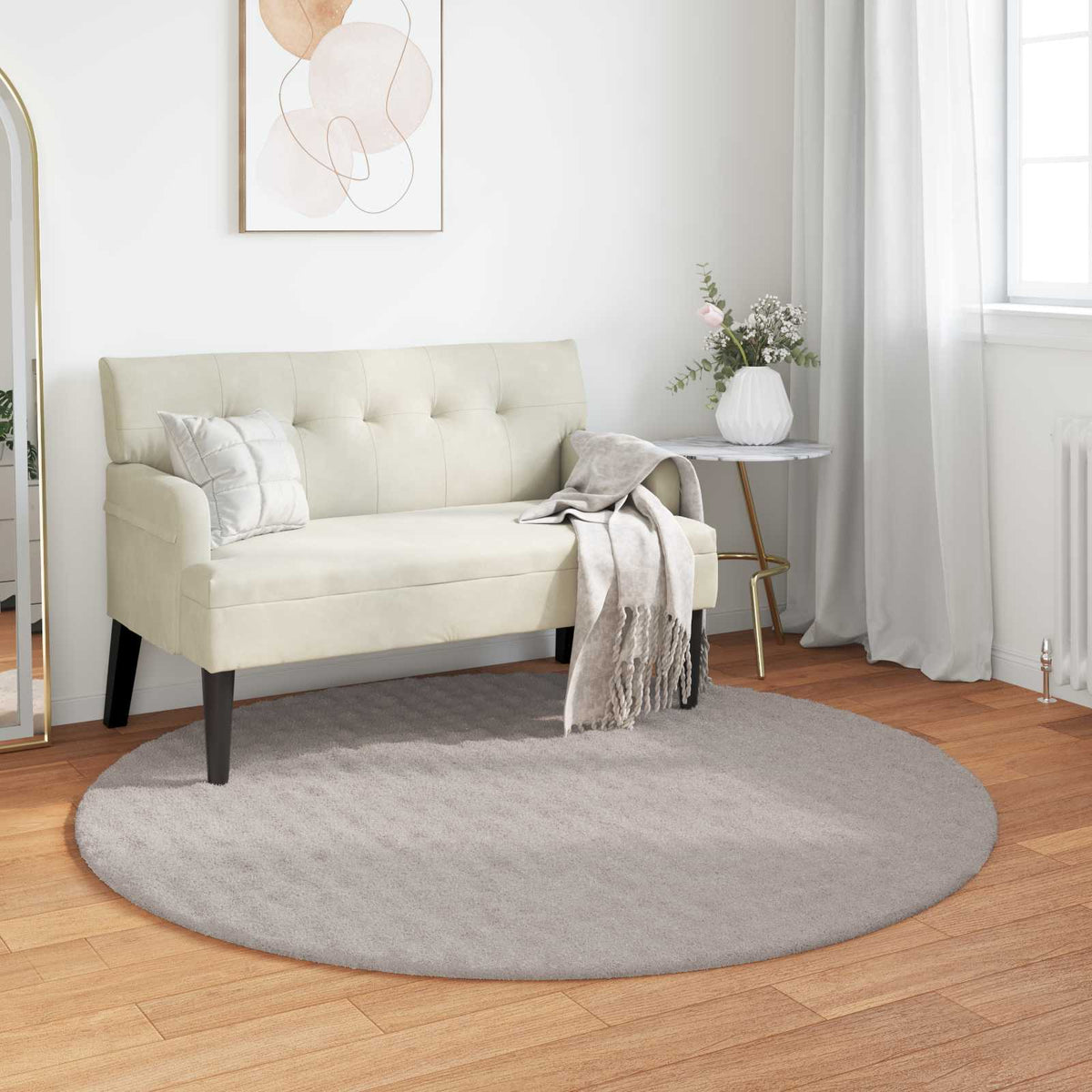 vidaXL Indoor Rug SIROLO Polyester Medium Pile Sand