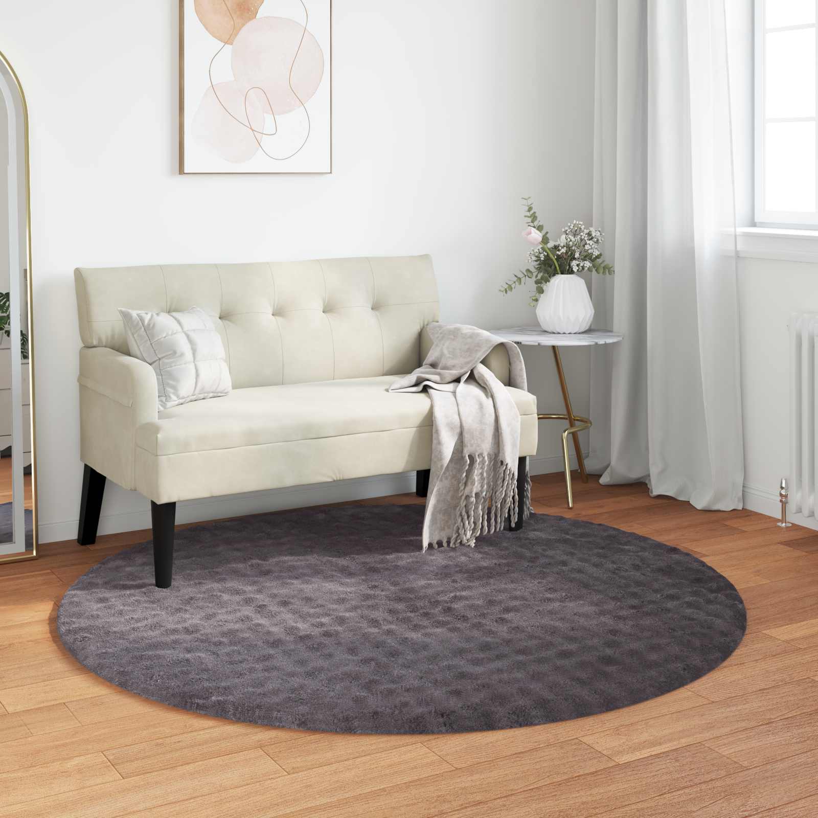 vidaXL Area Rugs Round SIROLO Anthracite Ø 160 CM Polyester 1