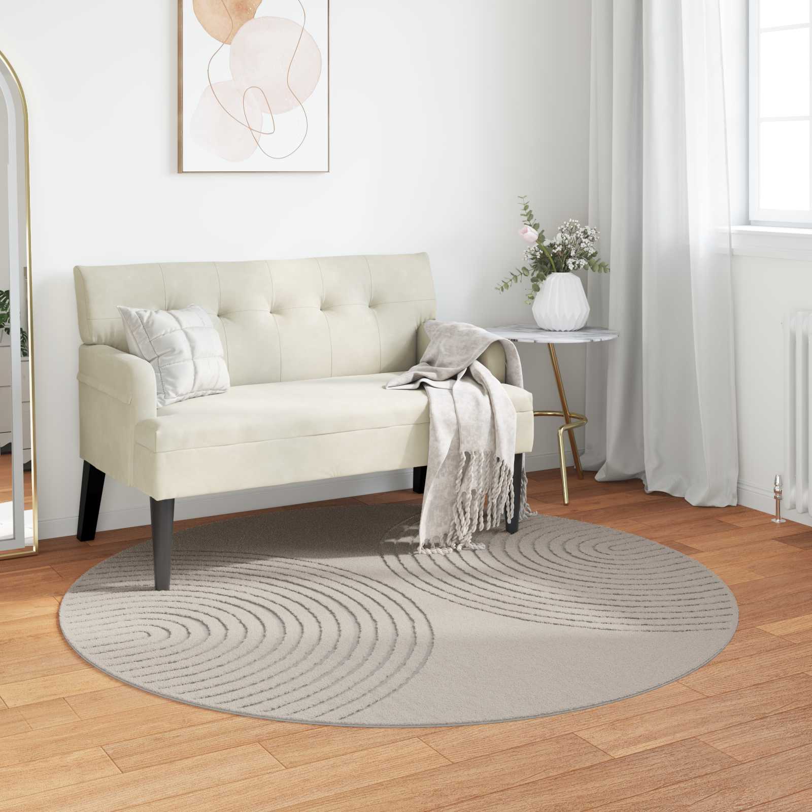 vidaXL Indoor Rug GALATI Cream Ø 120 CM Polyester 1