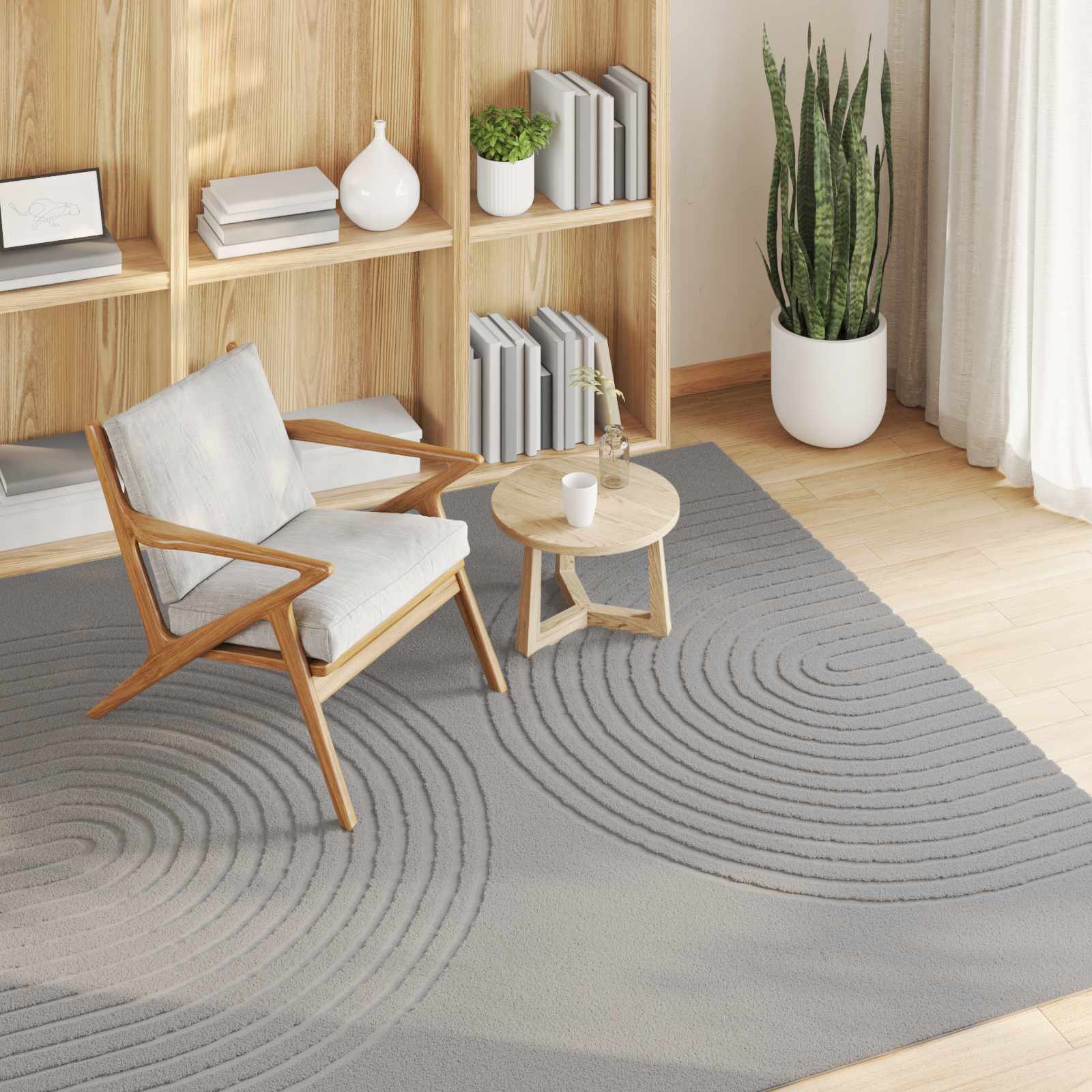 vidaXL Indoor Rug GALATI Grey 120 x 120 cm Polyester 3