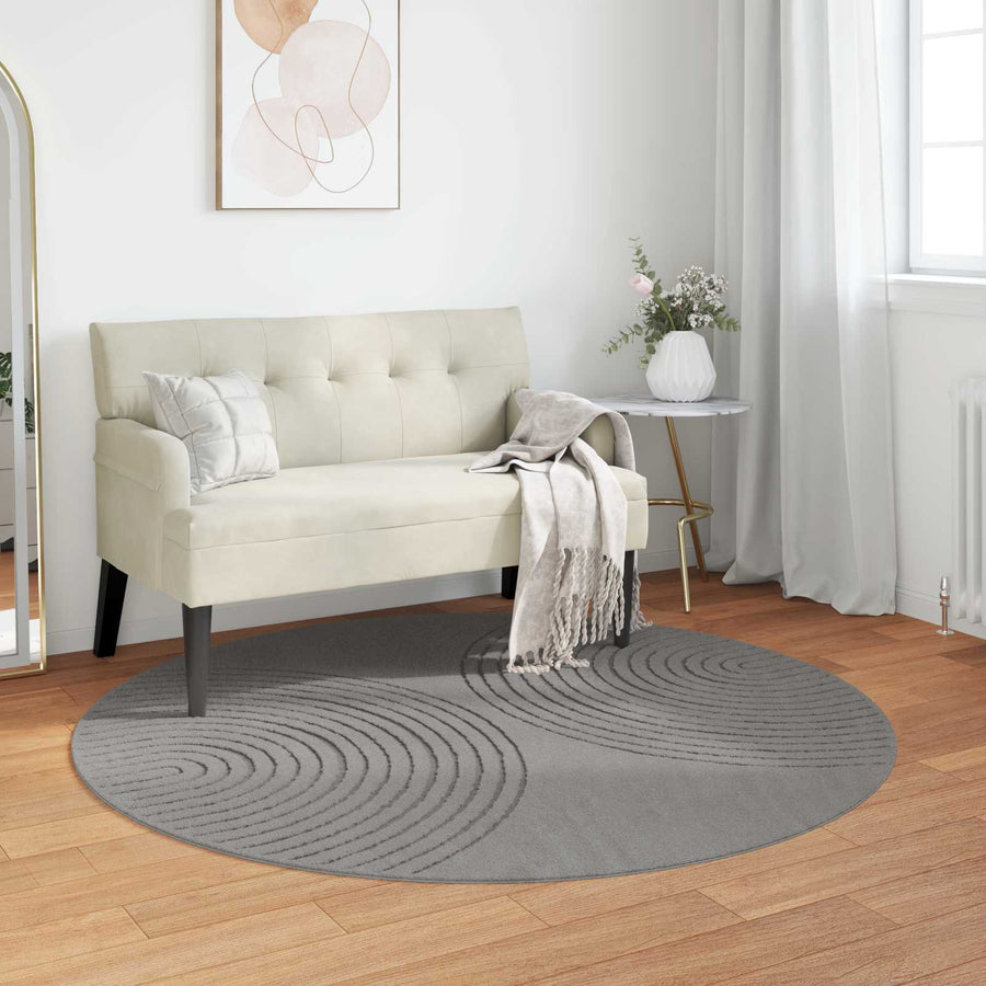 vidaXL Indoor Rug GALATI Grey Ø 120 CM Polyester 1