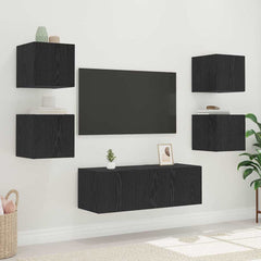 vidaXL TV Wall Cabinet 30.5 x 35 x 30 cm Black Oak Engineered Wood 6