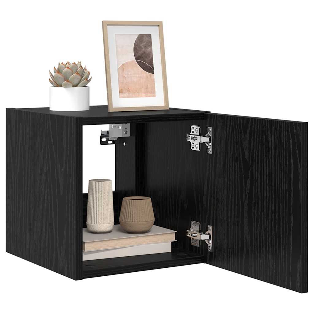 vidaXL TV Wall Cabinet 30.5 x 35 x 30 cm Black Oak Engineered Wood 3