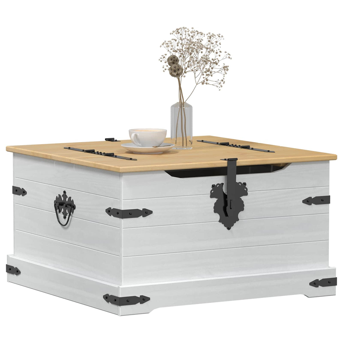 Storage Box "Corona" 78x78x45 cm Solid Wood Pine White