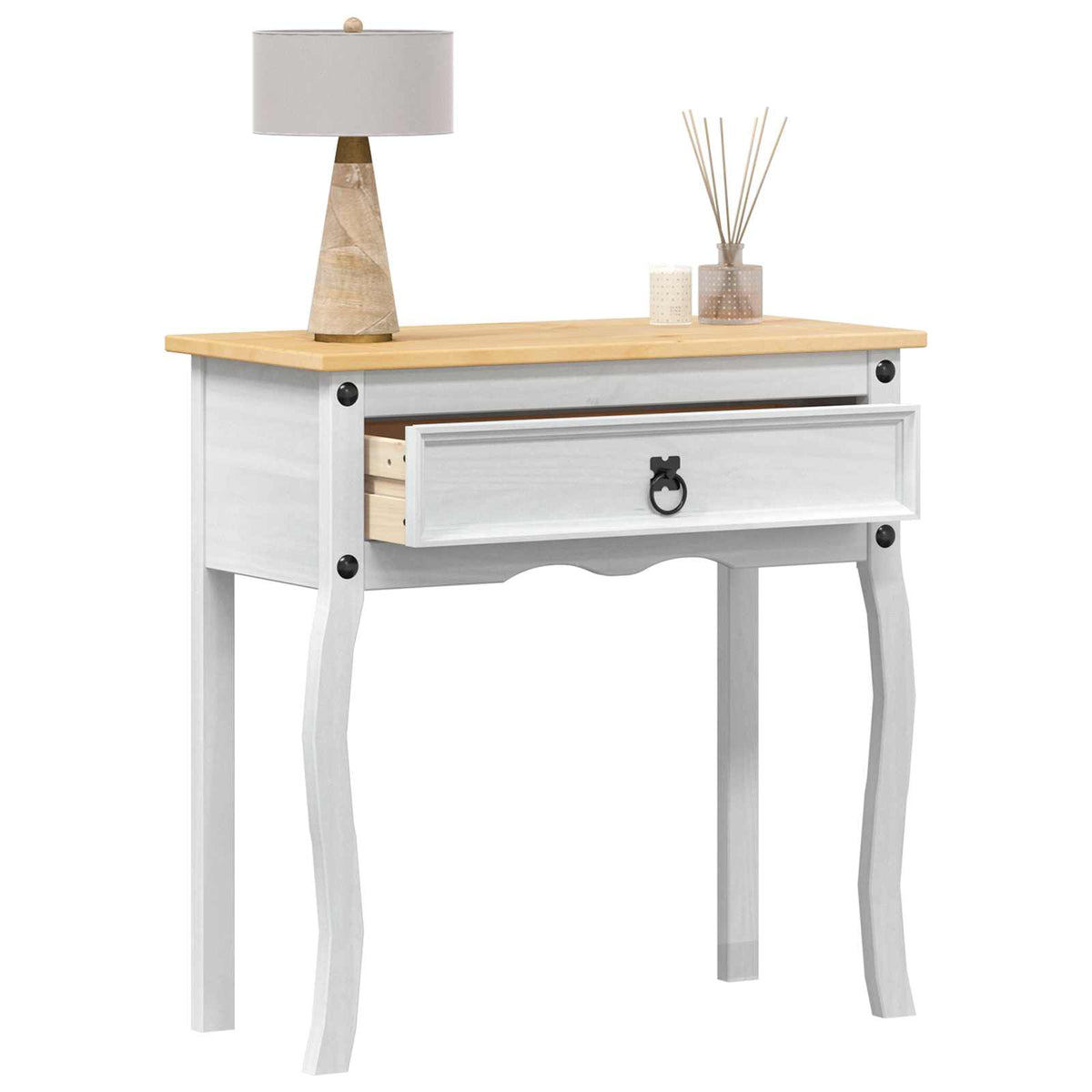 Console table 73 x 35 x 73 cm Solid Pine Wood White