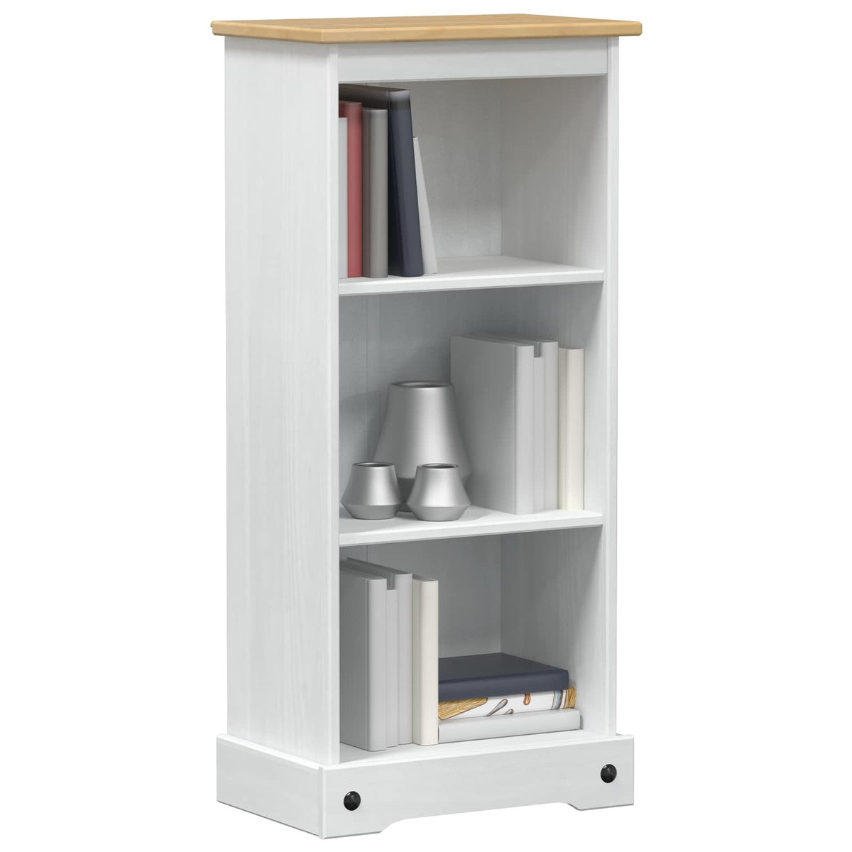 vidaXL Bookcase 46 x 29 x 100 cm Solid Pine Wood White 3