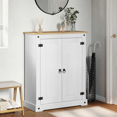 vidaXL Shoe Cabinet with Door White 86 x 38.5 x 108 cm Solid Pine Wood 1