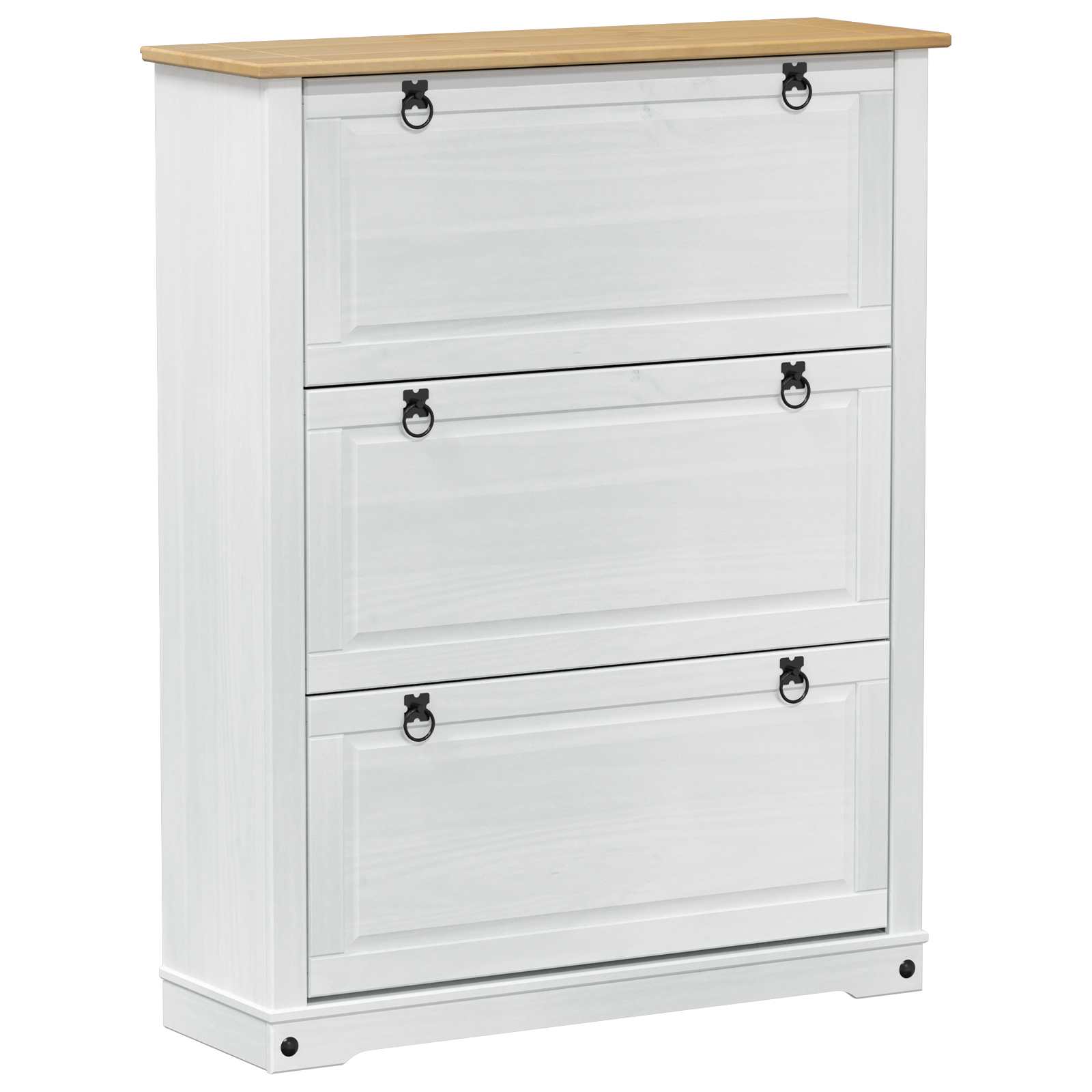 vidaXL Shoe Cabinet Corona White 99 x 32 x 122 cm Solid Pine Wood 2