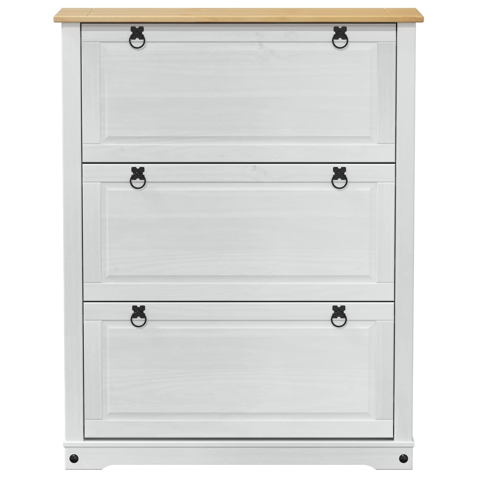vidaXL Shoe Cabinet Corona White 99 x 32 x 122 cm Solid Pine Wood 4