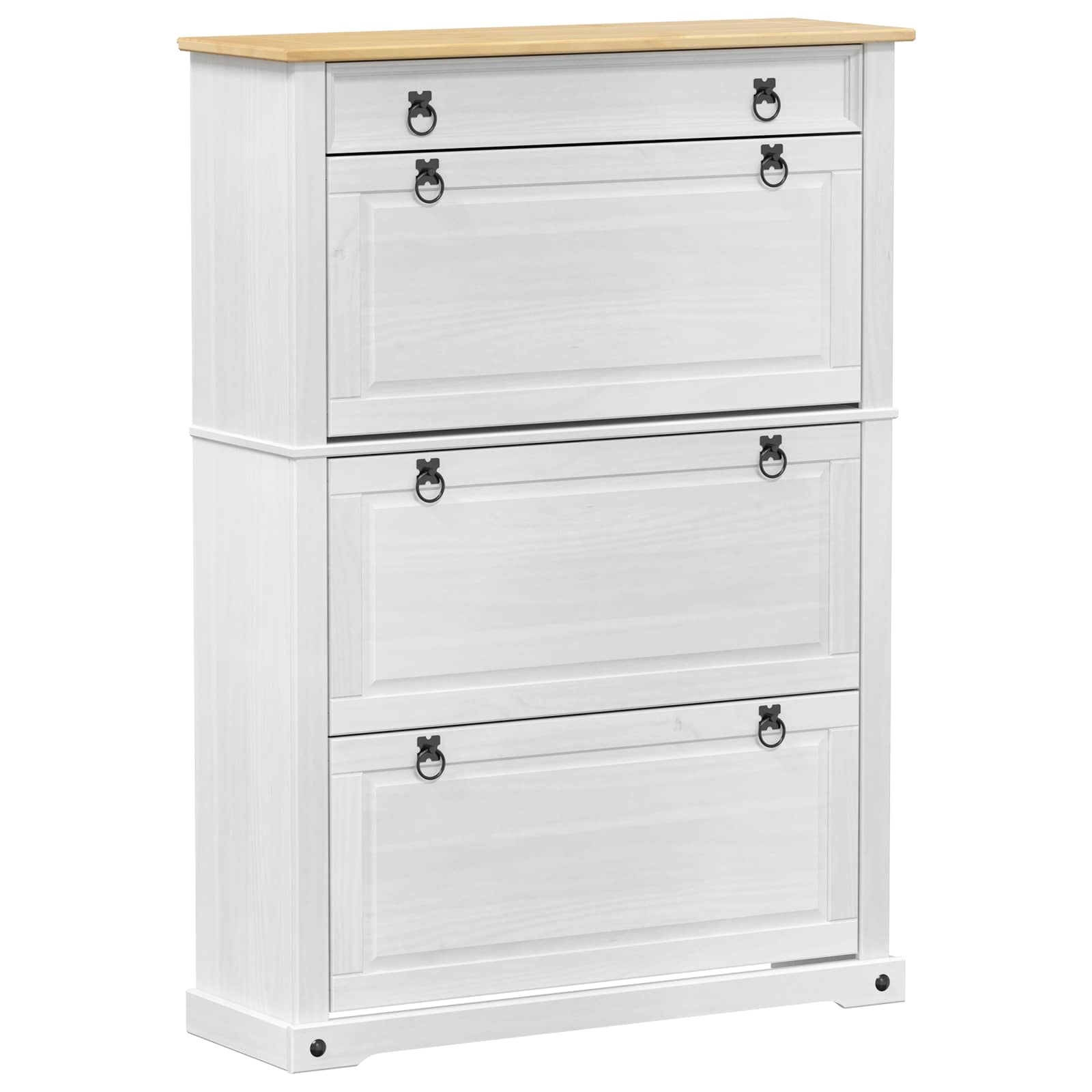 vidaXL Shoe Cabinet Corona White 99 x 32 x 138 cm Solid Pine Wood 2