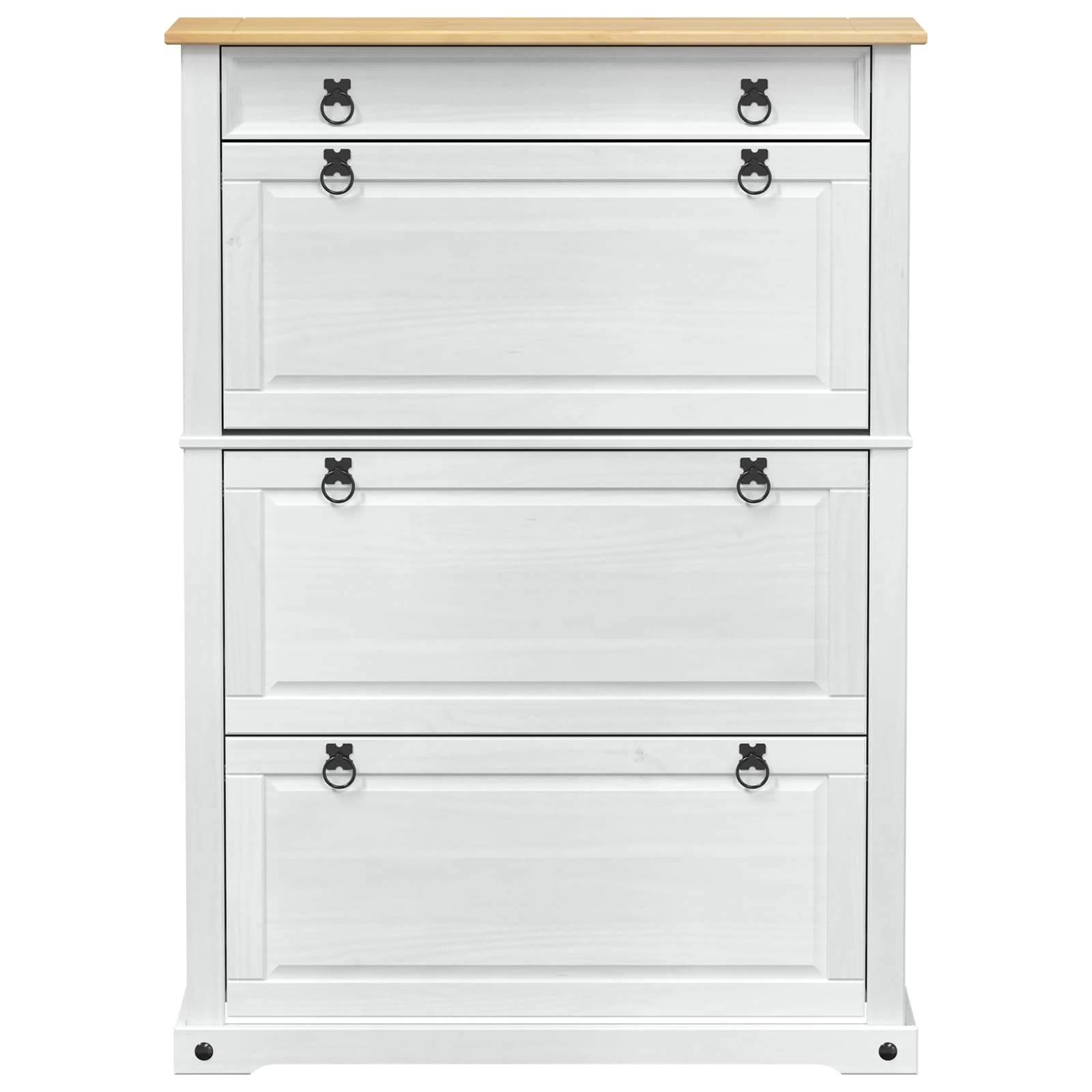 vidaXL Shoe Cabinet Corona White 99 x 32 x 138 cm Solid Pine Wood 4