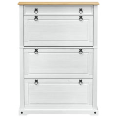 vidaXL Shoe Cabinet Corona White 99 x 32 x 138 cm Solid Pine Wood 4
