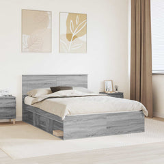 Bed Frame Headboard Engineered wood Grey sonoma
