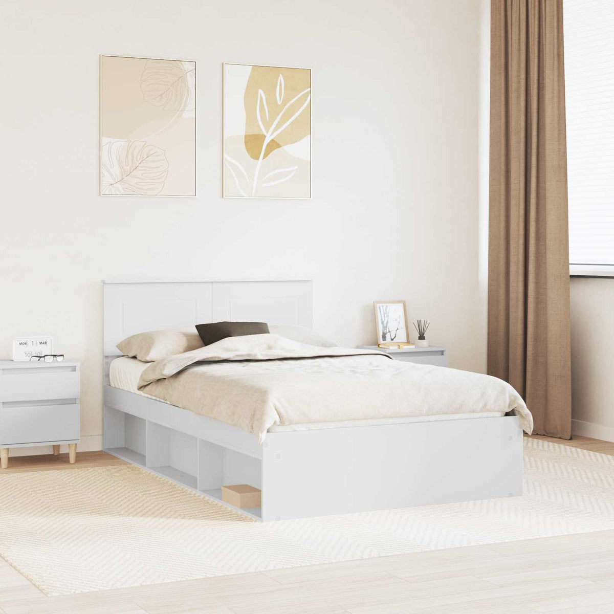 Bed Frame with Headboard 120 x 200 cm Engineered wood White