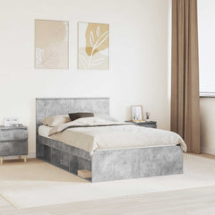 Bed Frame with Headboard 120 x 200 cm Engineered wood Concrete grey