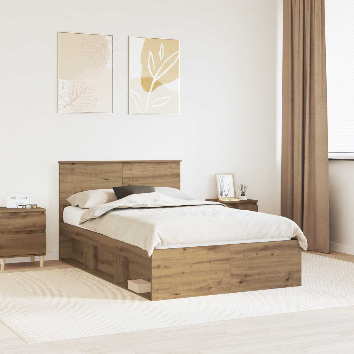 Bed Frame with Headboard 120 x 200 cm Engineered wood Artisan oak