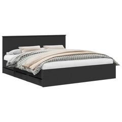 Bed Frame with Drawer Engineer Wood Length 200 cm Black 180 cm